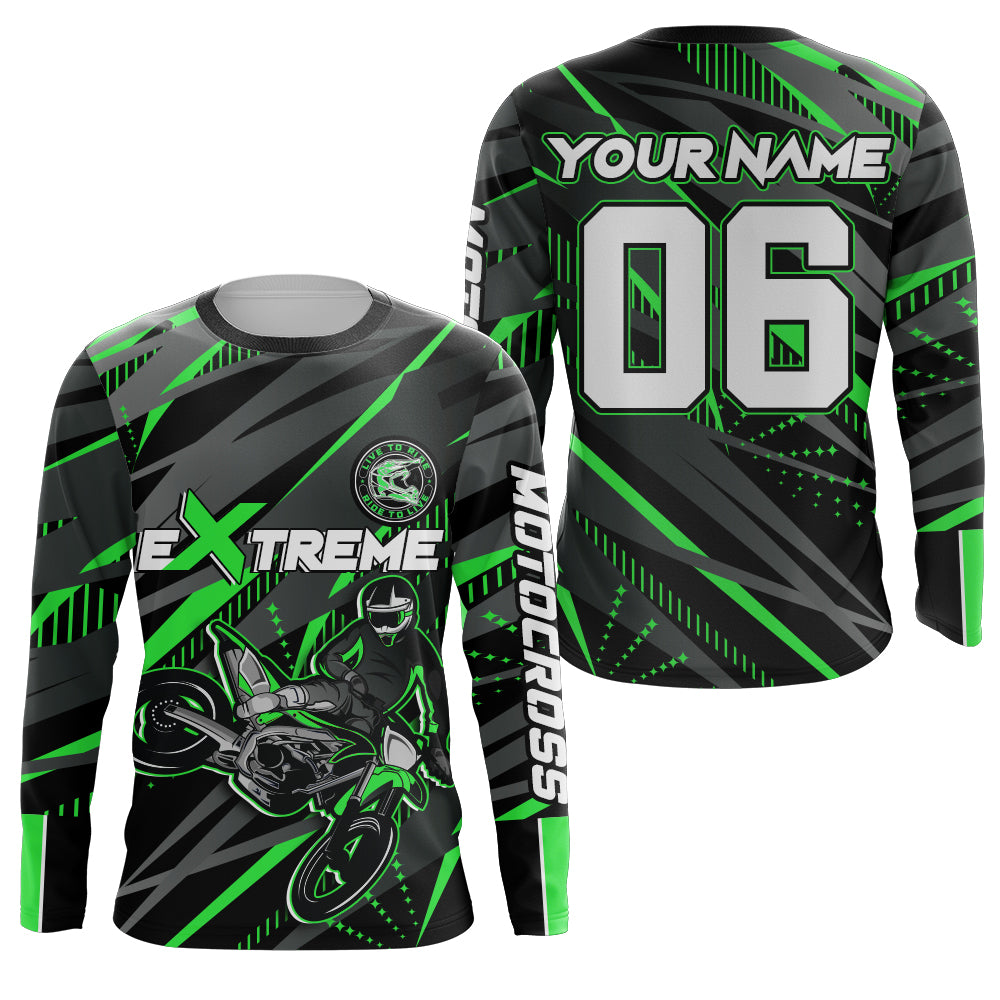 Green Motocross Racing Jersey Kid Women Men Upf30+ Youth Dirt Bike Off-Road Shirt XM54