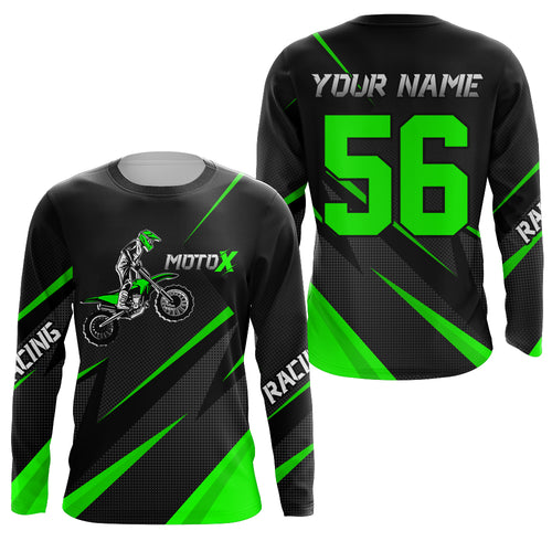 Motocross Racing Jersey Green Men Kid Upf30+ Dirt Bike Shirt Off-Road Racing Jersey XM248