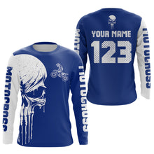 Load image into Gallery viewer, Custom Skull Motocross Jersey for Kid Men Women Blue Skull Dirt Bike Racing Shirt XM335