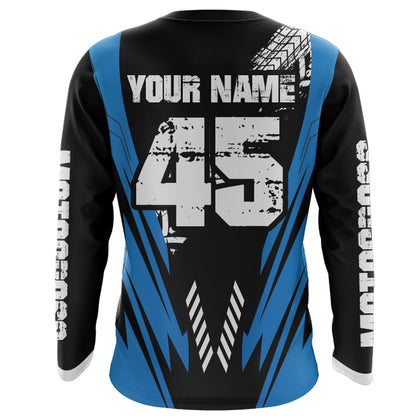 Motocross Racing Jersey Blue Youth Men Kid UPF30+ Dirt Bike Shirt Off-Road Motorcycle Shirt XM211