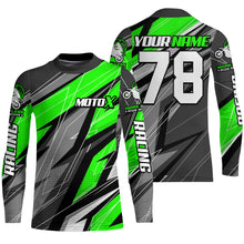 Load image into Gallery viewer, Custom Motocross Jersey UPF30+ Youth Dirt Bike MX Racing Adult&amp;Kid Off-Road Shirt Green XM214