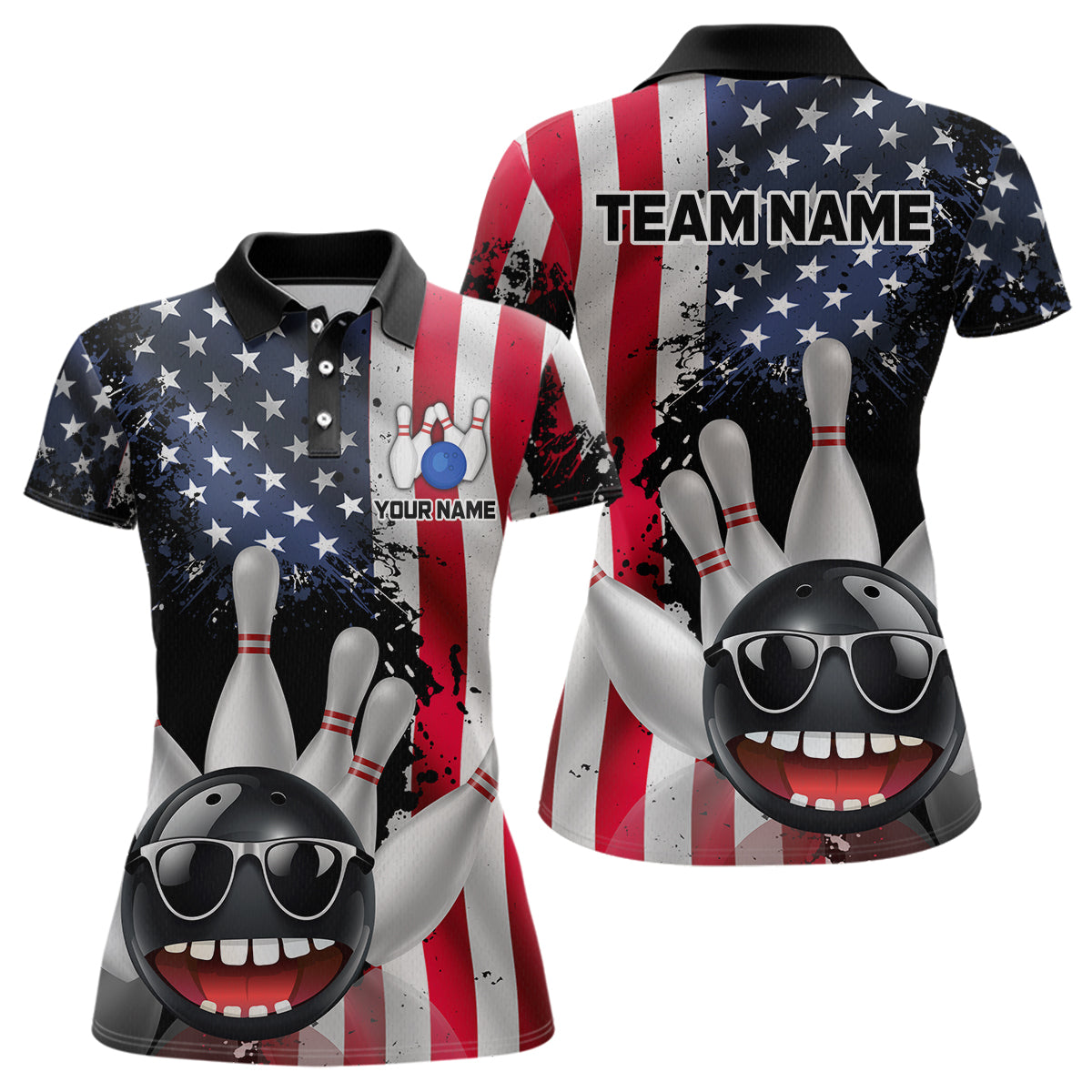 American Flag Bowling Shirts for Men Women Funny Bowling Jersey Team Bowling Shirt MBL10