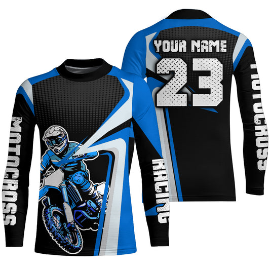 Custom Motocross Jersey Blue Dirt Bike Shirt For Kid Women Men Off-road Shirt XM307