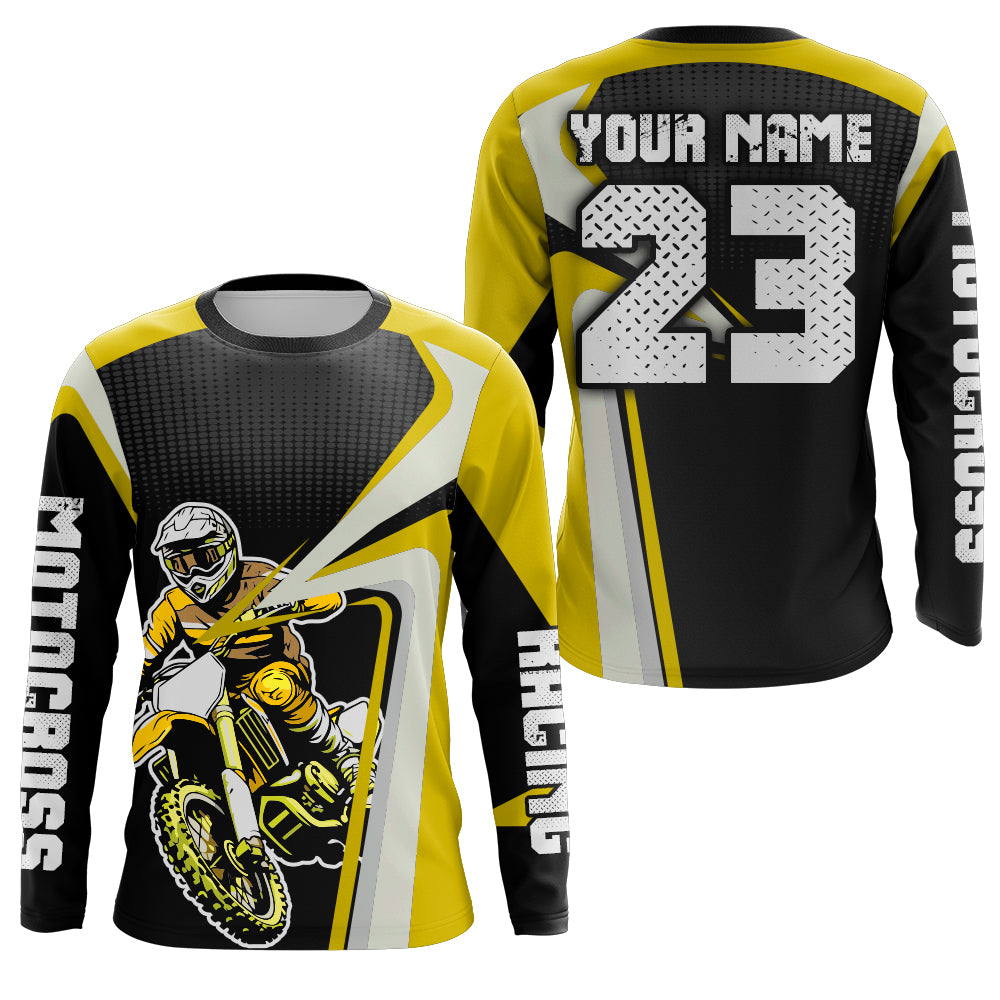 Custom Motocross Jersey Yellow Dirt Bike Shirt For Kid Women Men Off-road Shirt XM307