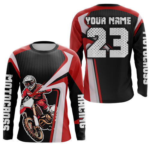 Custom Motocross Jersey Red Dirt Bike Shirt For Kid Women Men Off-road Shirt XM307