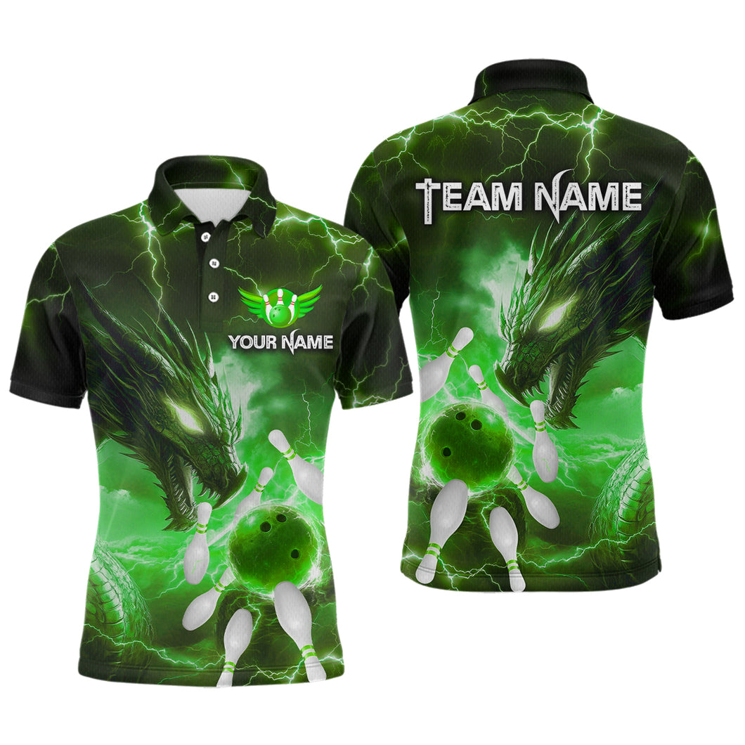 Custom Dragon Bowling Shirt Green Thunder Bowling Jersey for Men Women Team MBL82