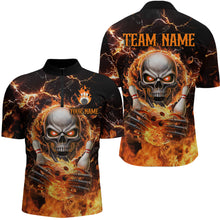 Load image into Gallery viewer, Skull Bowling Shirt Custom Thunder Flaming Bowling Jersey for Men Women Team MBL85