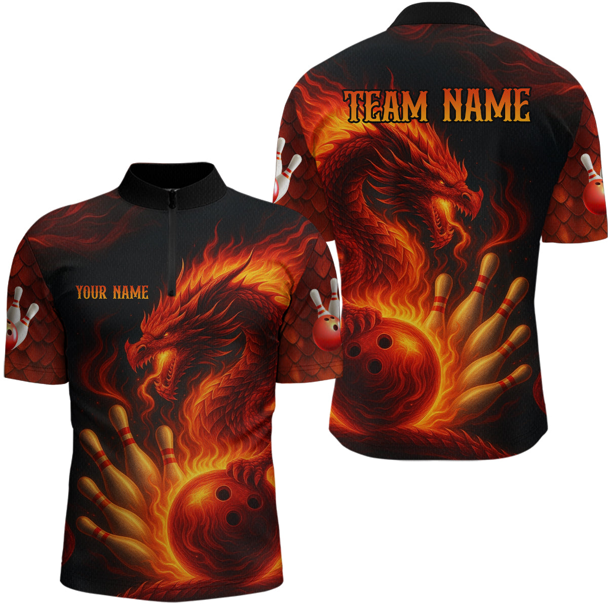 Dragon Bowling Shirts Women Men Team Custom Flame Bowling Jerseys for Bowlers MBL143