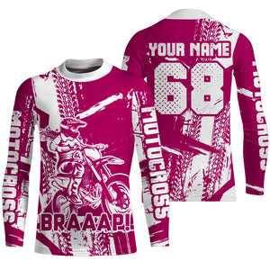 Custom Motocross Jersey Pink Dirt Bike Shirt UPF30+ Youth Motorcycle Racing Girls Off-road Jersey XM197