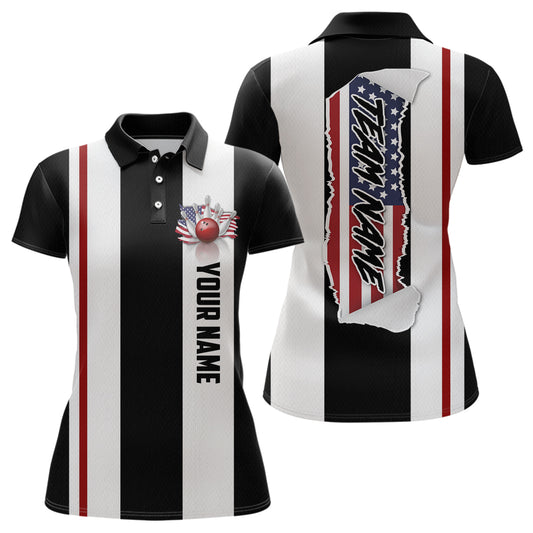 American Flag Bowling Shirt Patriotic Bowling Jersey for Men Women Bowling Polo&1/4 Zip MBL29