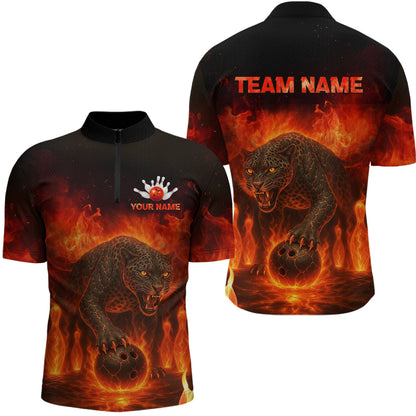 Custom Leopard Bowling Shirts for Women Men Team Bowling Polo and Quarter Zip MBL145