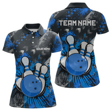 Load image into Gallery viewer, Blue Watercolor Bowling Shirts for Women Men Custom Team Bowling Polo&amp;1/4 Zip Shirt MBL110