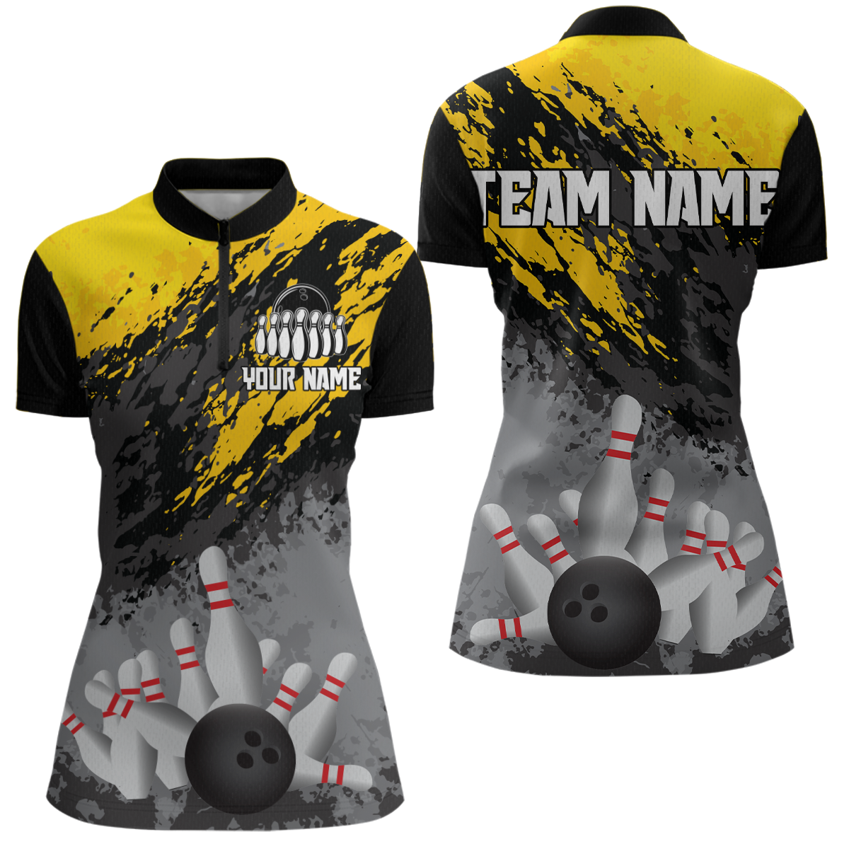 Custom Yellow Bowling Shirt forMen Women Team Bowling Jersey Bowling Polo & 1/4 Zip Shirt MBL40