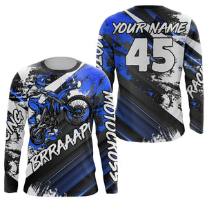 Motocross Jersey Blue Upf30+ Youth Kid Men Racing Dirt Bike Shirt Off-Road Motorcycle XM36