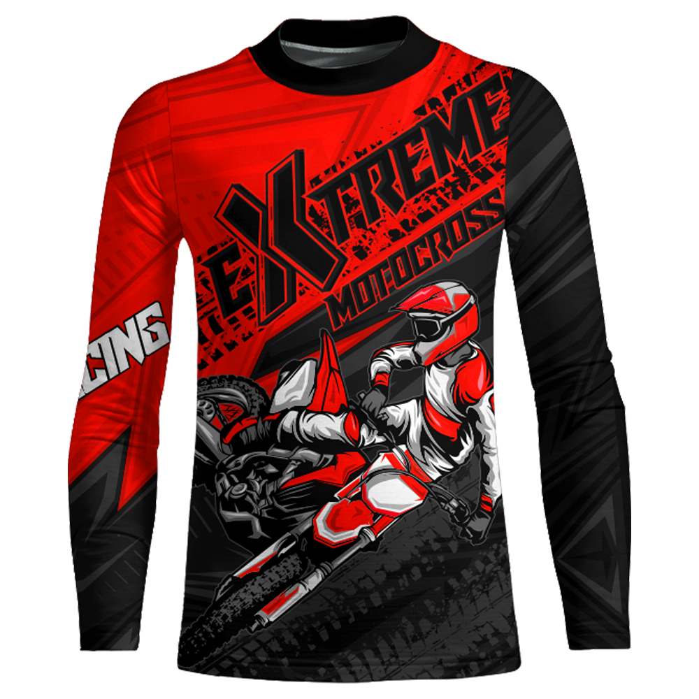 Red Motocross Racing Jersey Upf30+ Kid Men Women Dirt Bike Shirt Off-road Jersey XM285