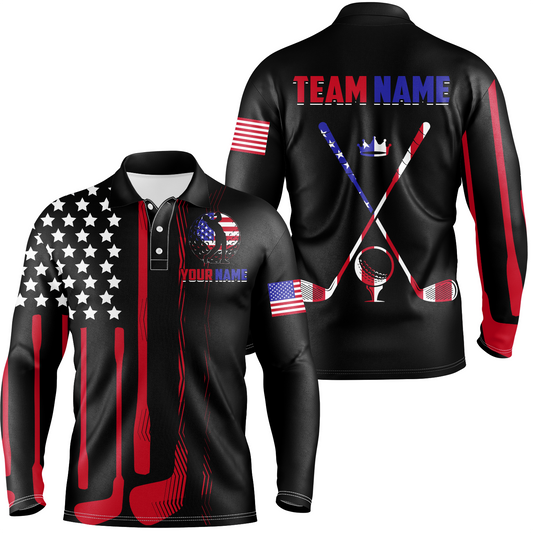 American Flag Golf Polo Shirt Custom for Men Women Patriotic Golf Polo US Shirt MMG40