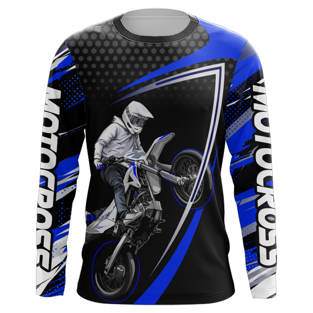 Motocross Racing Jersey Blue Upf30+ Motorcycle Shirt MX Racing Dirt Bike Jersey Kid Men XM173