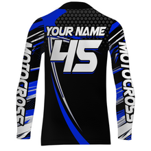 Load image into Gallery viewer, Motocross Racing Jersey Blue Upf30+ Motorcycle Shirt MX Racing Dirt Bike Jersey Kid Men XM173