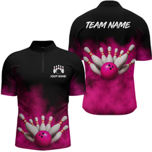 Load image into Gallery viewer, Pink Smoke Bowling Shirts for Men Women Team Personalized Bowling Polo and Quarter Zip MBL130