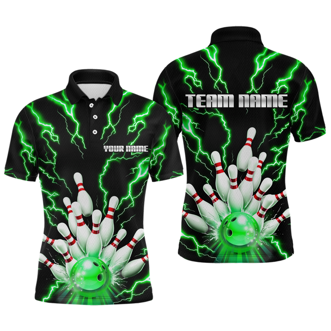 Thunder Lightning Green Bowling Shirt Custom Bowling Jersey for Men Women Team MBL66