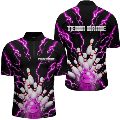 Thunder Lightning Pink Bowling Shirt Custom Bowling Jersey for Men Women Team MBL66