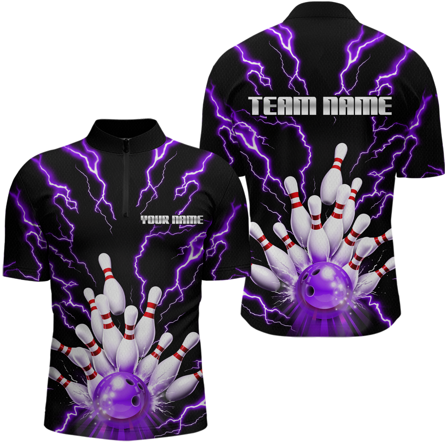 Thunder Lightning Purple Bowling Shirt Custom Bowling Jersey for Men Women Team MBL66