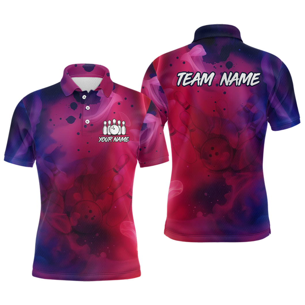 Blue and Pink Ink Bowling Shirts Custom for Women Men Team Bowling Jerseys MBL113