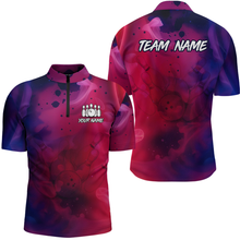 Load image into Gallery viewer, Blue and Pink Ink Bowling Shirts Custom for Women Men Team Bowling Jerseys MBL113