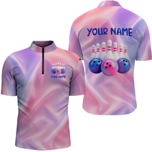 Load image into Gallery viewer, Custom Pink Bowling Shirts for Men Women Team Bowling Polo &amp; Quarter Zip Shirts MBL114