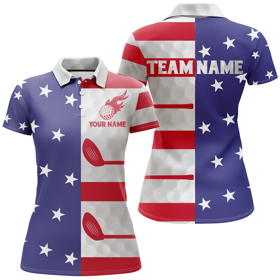 Custom American Flag Golf Polo Shirt for Men Women Patriotic US Golf Polo Shirt MMG51