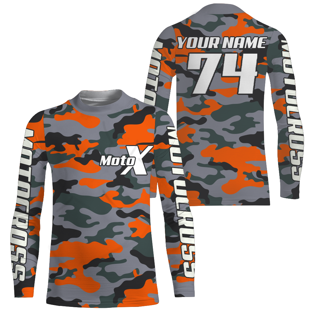 Camo Motocross Racing Jersey UPF30+ Youth Dirt Bike Shirt for Kids Mens Women MotoX Off-road XM127