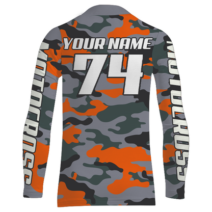 Camo Motocross Racing Jersey UPF30+ Youth Dirt Bike Shirt for Kids Mens Women MotoX Off-road XM127