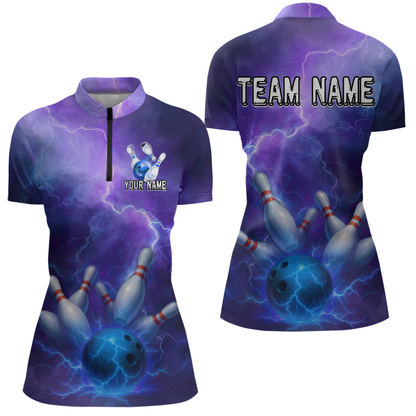 Custom Purple Lightning Bowling Shirts for Men Women Team MBL157