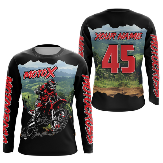 Black Motocross Jersey Custom Dirt Bike Shirts Men Kid Women Riding Moto Shirts XM336