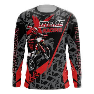 Red Motocross Racing Jersey Youth Men Kid UPF30+ Dirt Bike Motorcycle Off-Road Shirt XM138