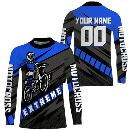 Custom Motocross Jersey UPF30+ Dirt Bike Youth Shirt MX Racing Adult&Kid Blue Jersey XM210
