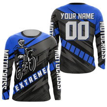 Load image into Gallery viewer, Custom Motocross Jersey UPF30+ Dirt Bike Youth Shirt MX Racing Adult&amp;Kid Blue Jersey XM210