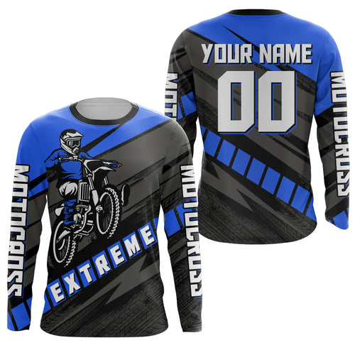Custom Motocross Jersey UPF30+ Dirt Bike Youth Shirt MX Racing Adult&Kid Blue Jersey XM210