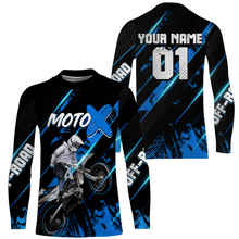 Load image into Gallery viewer, Motocross Jersey Youth Men UPF30+ Black Blue Dirt Bike Shirt MX Racing Motorcycle Jersey XM212