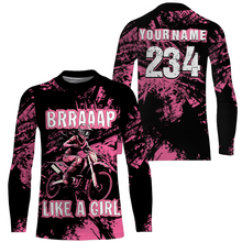 Load image into Gallery viewer, Racing Jersey Pink Black Motocross Shirt Girl Women UPF30+ Motorcycle Off-Road Shirt XM218