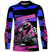 Load image into Gallery viewer, Motocross Blue Pink Jersey UPF30+ Riding Dirt Bike Jersey Extreme MX Racing Off-road Shirt XM05