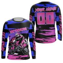 Load image into Gallery viewer, Motocross Blue Pink Jersey UPF30+ Riding Dirt Bike Jersey Extreme MX Racing Off-road Shirt XM05