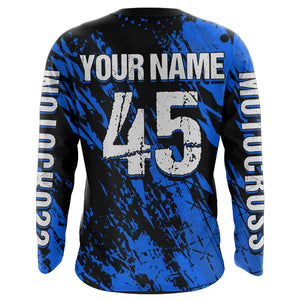 Motocross Racing Jersey Blue UPF30+ Youth Dirt Bike Shirt Men Kid Off-road Riding Shirt XM87