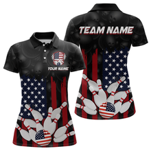 Load image into Gallery viewer, Custom American Flag Bowling Shirts for Men Women Patriotic Bowling Polo &amp; 1/4 Zip MBL03