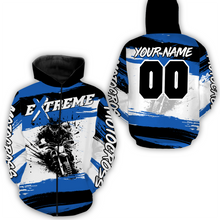 Load image into Gallery viewer, Custom Blue Motocross Racing Hoodie Jersey for Biker Men Women Dirt Bike Hoodie Zip MH60