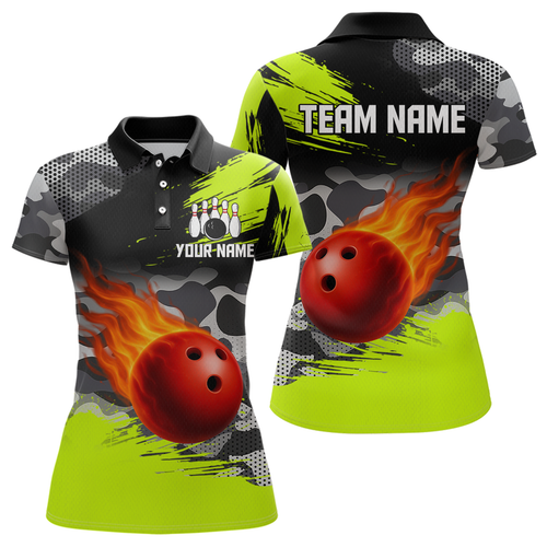 Custom Lime Green Bowling Shirt for Men Women Team Bowling Jerseys Polo 1/4 Zip MBL100