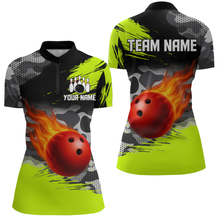 Load image into Gallery viewer, Custom Lime Green Bowling Shirt for Men Women Team Bowling Jerseys Polo 1/4 Zip MBL100