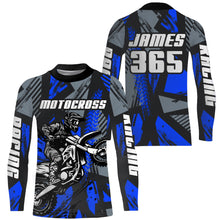 Load image into Gallery viewer, Blue Motocross Jersey Custom Dirt Bike Motorcycle Racing Shirt For Kid Men Women XM289