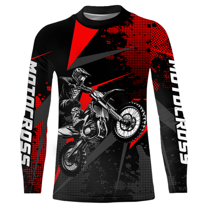 Motocross Jersey Men Kid Upf30+ Red Dirt Bike Racing Jersey MX Off-Road Shirt Motorcycle XM263