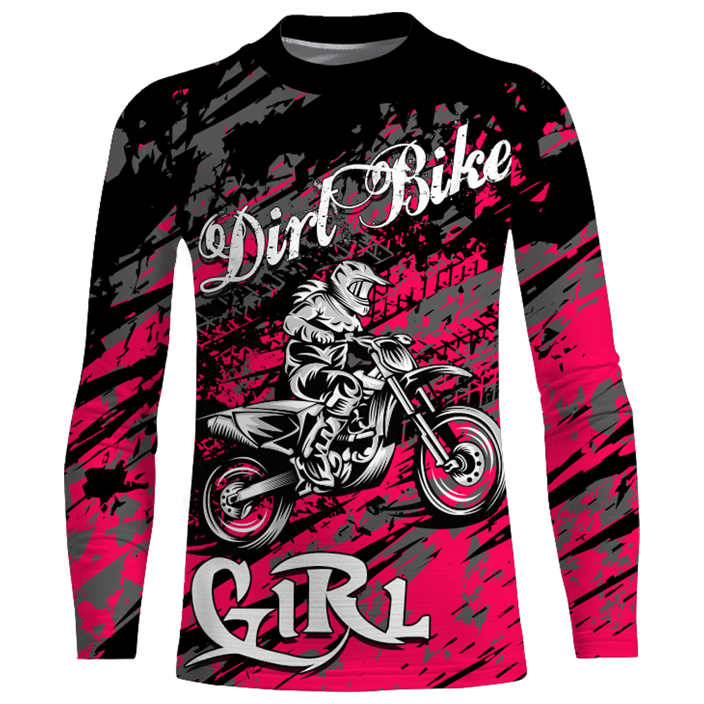 Motocross Jersey Youth Dirt Bike Pink UPF30+ Off-Road Racing Shirt Kid Girl Women XM167